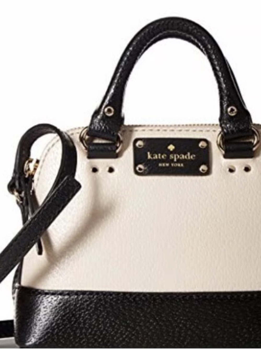 kate spade Two-Tone Black and Cream Leather Satchel - Picture 3 of 3